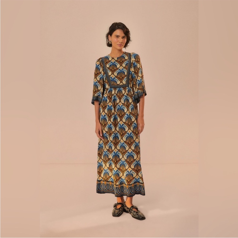 Farm Rio Beige Cocopalm Maxi Dress